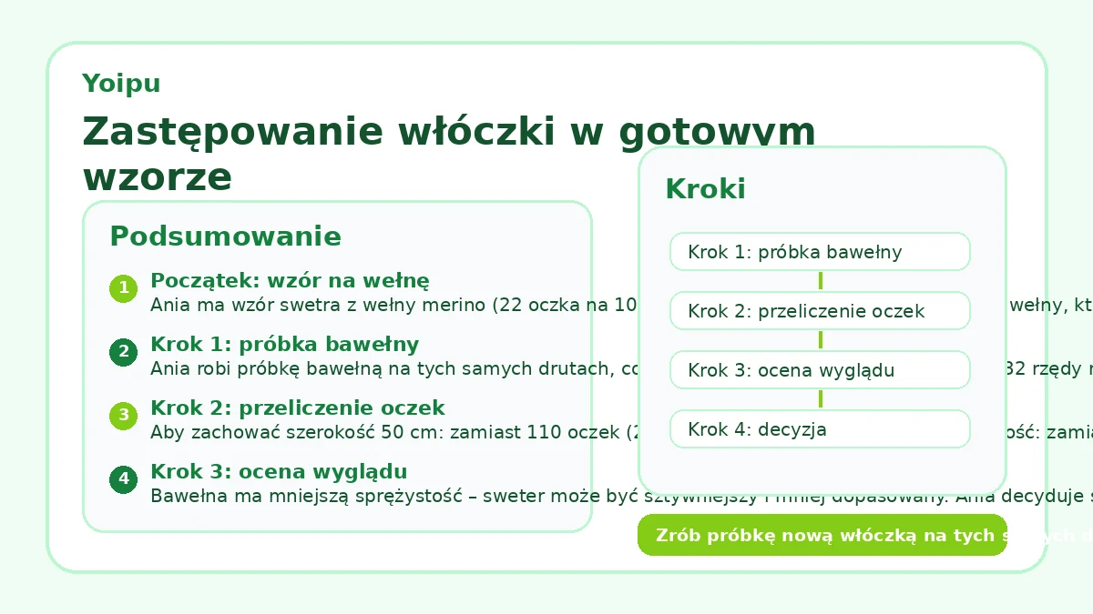 Zastępowanie włóczki w gotowym wzorze
